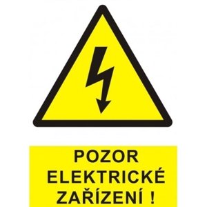 Výstražná značka Pozor elektrické zařízení STRO.M 0101 A6 samolepící folie