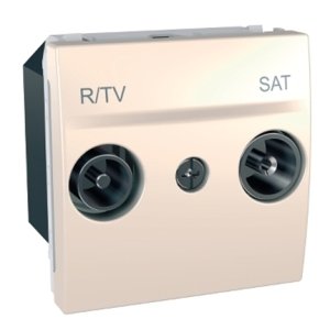Schneider Electric Unica televizní zásuvka TV+R+SAT průchozí marfil MGU3.456.25