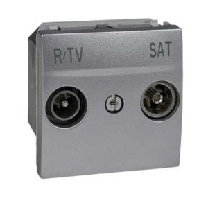Schneider Electric Unica televizní zásuvka TV+R+SAT koncová aluminium MGU3.454.30