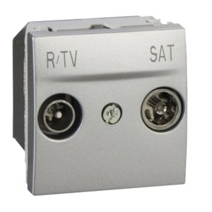 Schneider Electric Unica televizní zásuvka TV+R+SAT průchozí aluminium MGU3.456.30