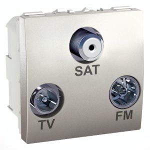 Schneider Electric Unica televizní zásuvka TV+R+SAT koncová aluminium MGU3.450.30
