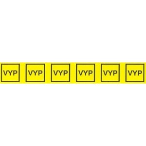 Samolepka značení VYP v obdélníku (6x) (žlutá) 25x145mm