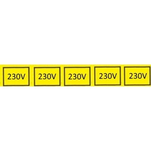 Samolepka, 230V v obdélníku (5x) (žlutá) 25x15mm