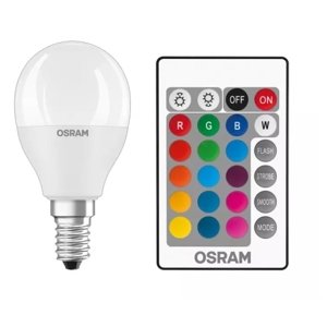 LED žárovka E14 OSRAM STAR+ CL P 4,9W (40W) s dálkovým ovladačem RGBW (teplá bílá 2700K) stmívatelná