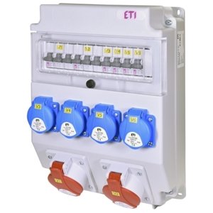 Zásuvková skříň ETI EDS11 4-2/2-5 16/32 IP54 4x230V 1x400V/32A/5p 1x400V/16A/5p 001105414