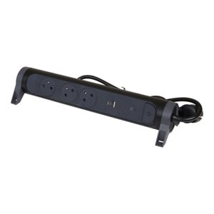 Prodlužovací kabel 1,5m 3zásuvky USB A+C přepěťová ochrana Legrand 49424 černá/tmavě šedá
